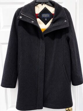 Pendleton Black Wool Pea Coat with Stand Collar size small
